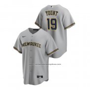 Camiseta Beisbol Hombre Milwaukee Brewers Robin Yount Replica Road Gris