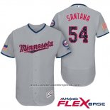 Camiseta Beisbol Hombre Minnesota Twins 2017 Estrellas y Rayas Ervin Santana Gris Flex Base
