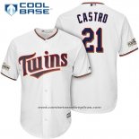 Camiseta Beisbol Hombre Minnesota Twins 2017 Postemporada Jason Castro Blanco Cool Base