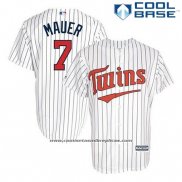 Camiseta Beisbol Hombre Minnesota Twins Joe Mauer 7 Blanco Cool Base