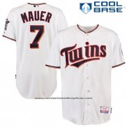 Camiseta Beisbol Hombre Minnesota Twins Joe Mauer Primera 6300 Jugador Blanco Cool Base