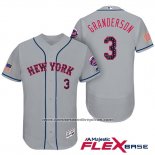 Camiseta Beisbol Hombre New York Mets 2017 Estrellas y Rayas Curtis Granderson Gris Flex Base