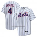 Camiseta Beisbol Hombre New York Mets Francisco Alvarez Replica Blanco Azul