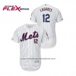 Camiseta Beisbol Hombre New York Mets Juan Lagares 150th Aniversario Patch Autentico Flex Base Blanco