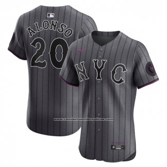 Camiseta Beisbol Hombre New York Mets Pete Alonso City Connect Elite Gris