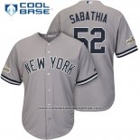 Camiseta Beisbol Hombre New York Yankees 2017 Postemporada C.c. Sabathia Gris Cool Base