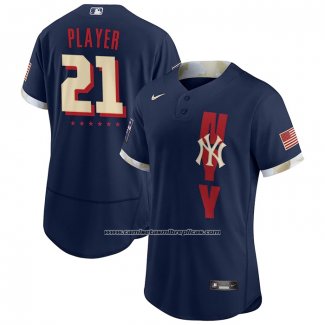 Camiseta Beisbol Hombre New York Yankees Personalizada 2021 All Star Autentico Azul