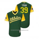 Camiseta Beisbol Hombre Oakland Athletics Blake Treinen 2018 LLWS Players Weekend Train Green