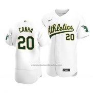 Camiseta Beisbol Hombre Oakland Athletics Mark Canha Autentico Primera Blanco