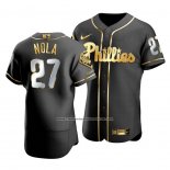 Camiseta Beisbol Hombre Philadelphia Phillies Aaron Nola Golden Edition Autentico Negro