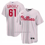 Camiseta Beisbol Hombre Philadelphia Phillies Cristopher Sanchez Primera Replica Blanco