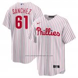 Camiseta Beisbol Hombre Philadelphia Phillies Cristopher Sanchez Primera Replica Blanco