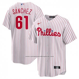 Camiseta Beisbol Hombre Philadelphia Phillies Cristopher Sanchez Primera Replica Blanco