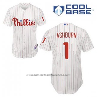 Camiseta Beisbol Hombre Philadelphia Phillies Richie Ashburn 1 Blanco Primera Cool Base