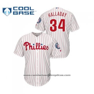 Camiseta Beisbol Hombre Philadelphia Phillies Roy Halladay 2019 Hall Of Fame Induction Cool Base Blanco