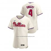 Camiseta Beisbol Hombre Philadelphia Phillies Scott Kingery Autentico 2020 Alterno Crema