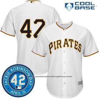 Camiseta Beisbol Hombre Pittsburgh Pirates Jackie Robinson Cool Base Blanco