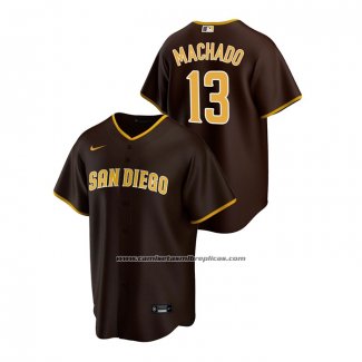 Camiseta Beisbol Hombre San Diego Padres Manny Machado Road Replica Marron