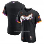 Camiseta Beisbol Hombre San Francisco Giants City Connect Autentico Parche Patrocinador Negro
