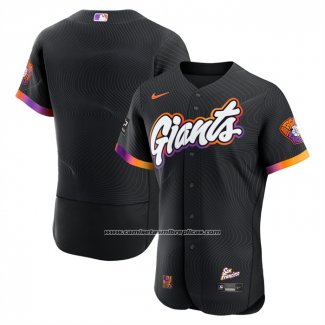 Camiseta Beisbol Hombre San Francisco Giants City Connect Autentico Parche Patrocinador Negro