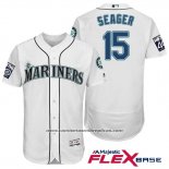 Camiseta Beisbol Hombre Seattle Mariners 15 Kyle Seager Blanco 2017 Flex Base