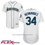 Camiseta Beisbol Hombre Seattle Mariners 34 Felix Hernandez Blanco Flex Base