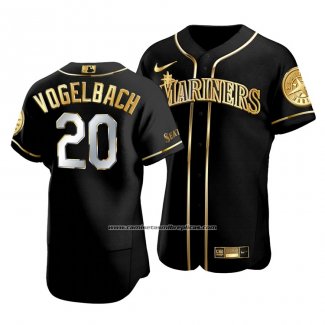 Camiseta Beisbol Hombre Seattle Mariners Daniel Vogelbach Golden Edition Autentico Negro