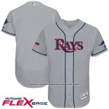 Camiseta Beisbol Hombre Tampa Bay Rays 2017 Estrellas y Rayas Gris Flex Base