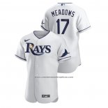 Camiseta Beisbol Hombre Tampa Bay Rays Austin Meadows Authentic Blanco