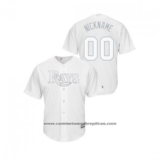 Camiseta Beisbol Hombre Tampa Bay Rays Personalizada 2019 Players Weekend Replica Blanco