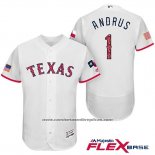 Camiseta Beisbol Hombre Texas Rangers 2017 Estrellas y Rayas Elvis Andrus Blanco Flex Base