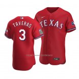 Camiseta Beisbol Hombre Texas Rangers Leody Taveras 3 Autentico Alterno Rojo