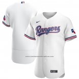 Camiseta Beisbol Hombre Texas Rangers Primera Autentico Logo Blanco