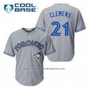 Camiseta Beisbol Hombre Toronto Blue Jays Roger Clemens 21 Gris Cool Base