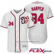 Camiseta Beisbol Hombre Washington Nationals 34 Bryce Harper Blanco 2017 Flex Base