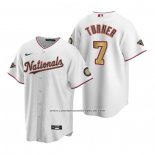 Camiseta Beisbol Hombre Washington Nationals Trea Turner Gold-Trimmed Championship Replica Blanco