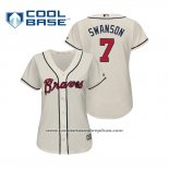 Camiseta Beisbol Mujer Atlanta Braves Dansby Swanson Cool Base Alterno 2019 Crema