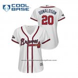 Camiseta Beisbol Mujer Atlanta Braves Josh Donaldson 2019 Postemporada Cool Base Blanco