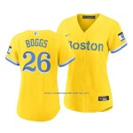 Camiseta Beisbol Mujer Boston Red Sox Wade Boggs 2021 City Connect Replica Oro