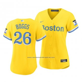 Camiseta Beisbol Mujer Boston Red Sox Wade Boggs 2021 City Connect Replica Oro