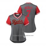 Camiseta Beisbol Mujer Cincinnati Reds Eugenio Suarez 2018 LLWS Players Weekend Nicolle Gris