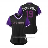 Camiseta Beisbol Mujer Colorado Rockies Charlie Blackmon 2018 LLWS Players Weekend Chuck Nazty Negro