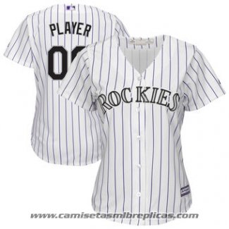 Camiseta Beisbol Mujer Colorado Rockies Personalizada Blanco