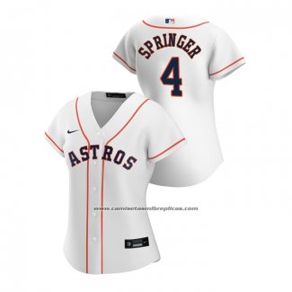 Camiseta Beisbol Mujer Houston Astros George Springer 2020 Replica Primera Blanco