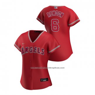 Camiseta Beisbol Mujer Los Angeles Angels Anthony Rendon 2020 Replica Alterno Rojo