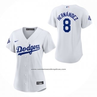 Camiseta Beisbol Mujer Los Angeles Dodgers Enrique Hernandez Primera 2025 World Series Champions Replica Blanco