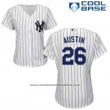 Camiseta Beisbol Mujer New York Yankees 26 Tyler Austin Blanco Cool Base