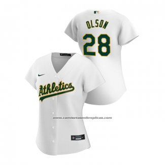 Camiseta Beisbol Mujer Oakland Athletics Matt Olson 2020 Replica Primera Blanco