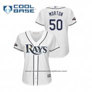 Camiseta Beisbol Mujer Tampa Bay Rays Charlie Morton 2019 Postemporada Cool Base Blanco