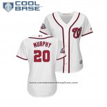 Camiseta Beisbol Mujer Washington Nationals Daniel Murphy 2018 All Star Cool Base Blanco